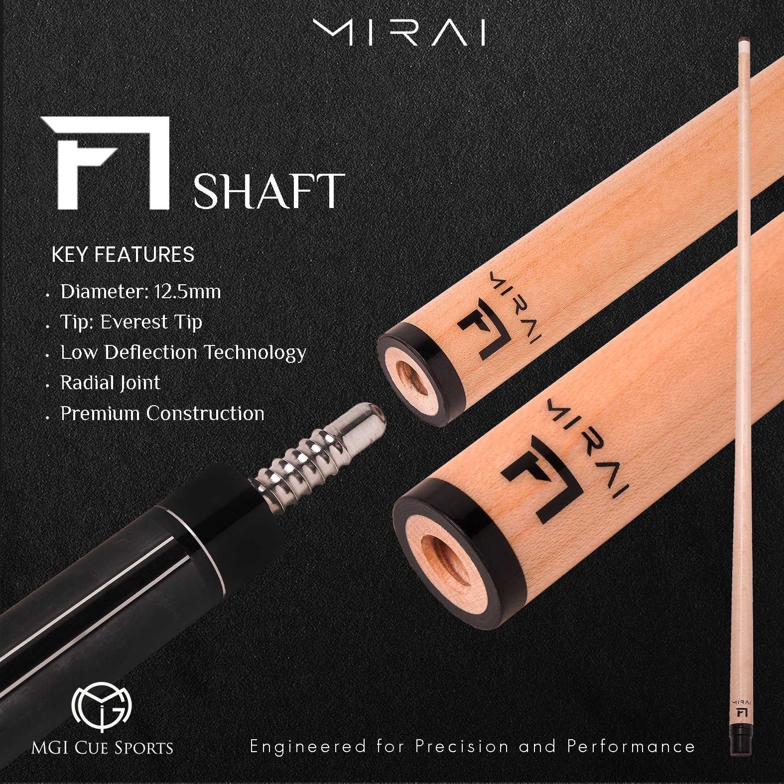 Mirai Turbo 03 - Black Curly  - Playing Cue