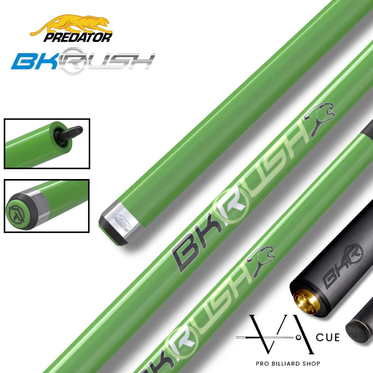 Predator BK Rush Neon Green No Wrap - Break Cue