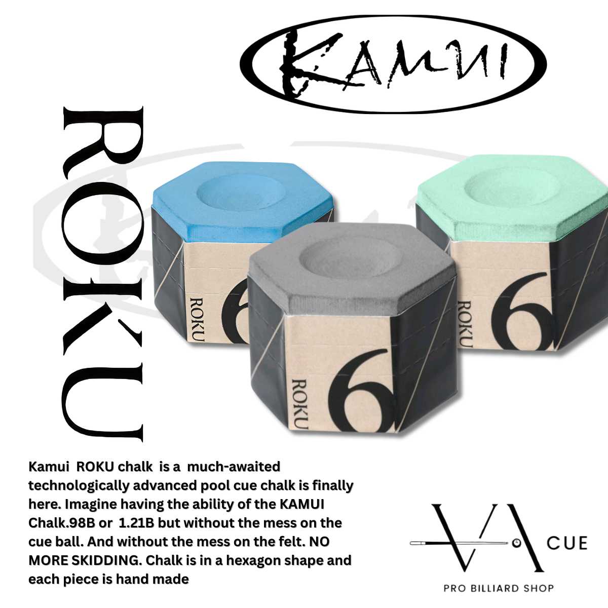Kamui Roku Premium Billiard Chalk - Slate